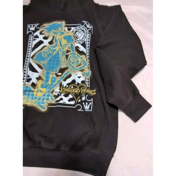 Kingdom Hearts Sora Neon Hoodie Sz Small Black Video Game Disney Keyblade - Picture 4 of 9